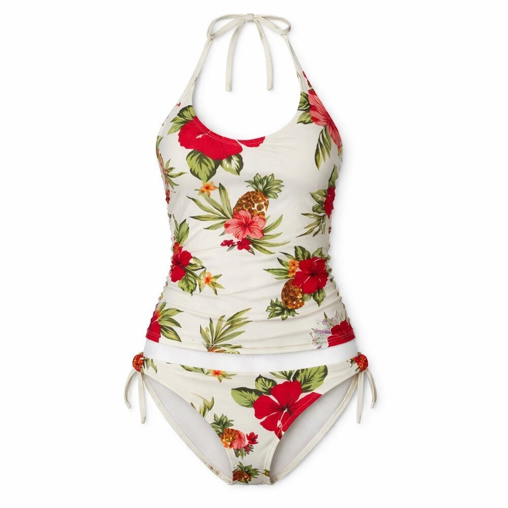 LIQUID BLUE Floral Halter Bikini Set (Size M top & L bottom)